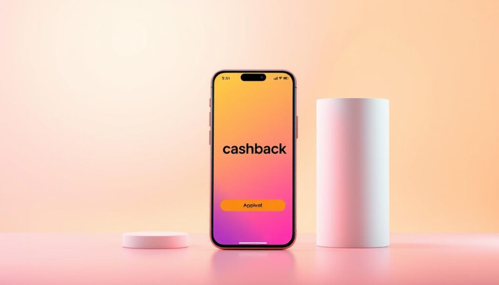 A vibrant and modern mobile application interface, showcasing a prominent "cashback" feature against a clean, minimalist background. The app's design features a sleek, responsive layout with intuitive icons and buttons, allowing users to easily track and redeem their cashback rewards. The interface is bathed in a warm, inviting color palette, with a mix of soft gradients and subtle textures that create a visually appealing and user-friendly experience. Overhead lighting casts a gentle glow, highlighting the app's key features and creating a sense of depth and dimension. The overall atmosphere is one of efficiency, convenience, and financial empowerment, perfectly capturing the essence of earning money through a cashback application.